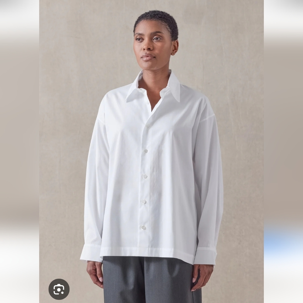 Eskandar Poplin Button Up Shirt – Luxury Minimalist Oversized Blouse Sz 1